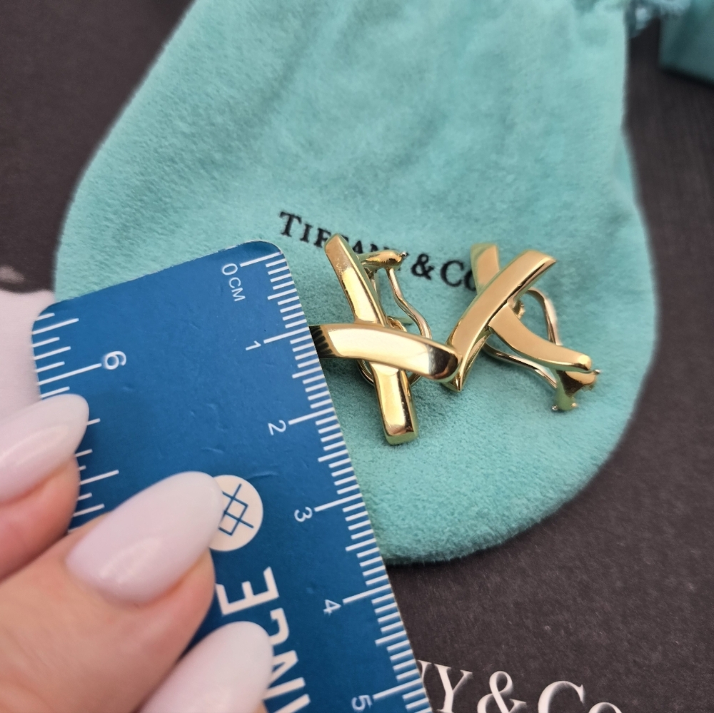 Tiffany & Co. Paloma Picasso Graffiti Extra Large X Earrings 18K Yellow Gold - Picture 5 of 9
